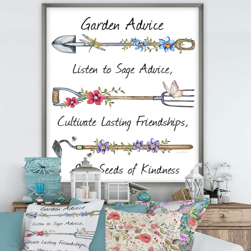 Designart "Garden Inspiration-D" Cottage Framed Art Print - 12 in. wide x 20 in. high - Silver