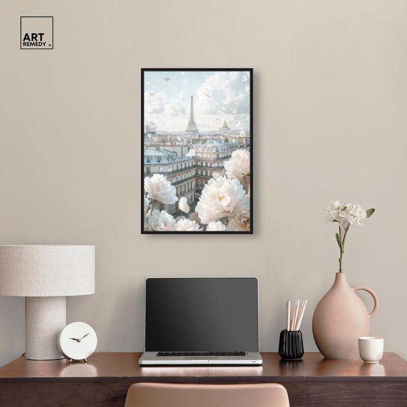 Peonies Over Paris Canvas by Art Remedy