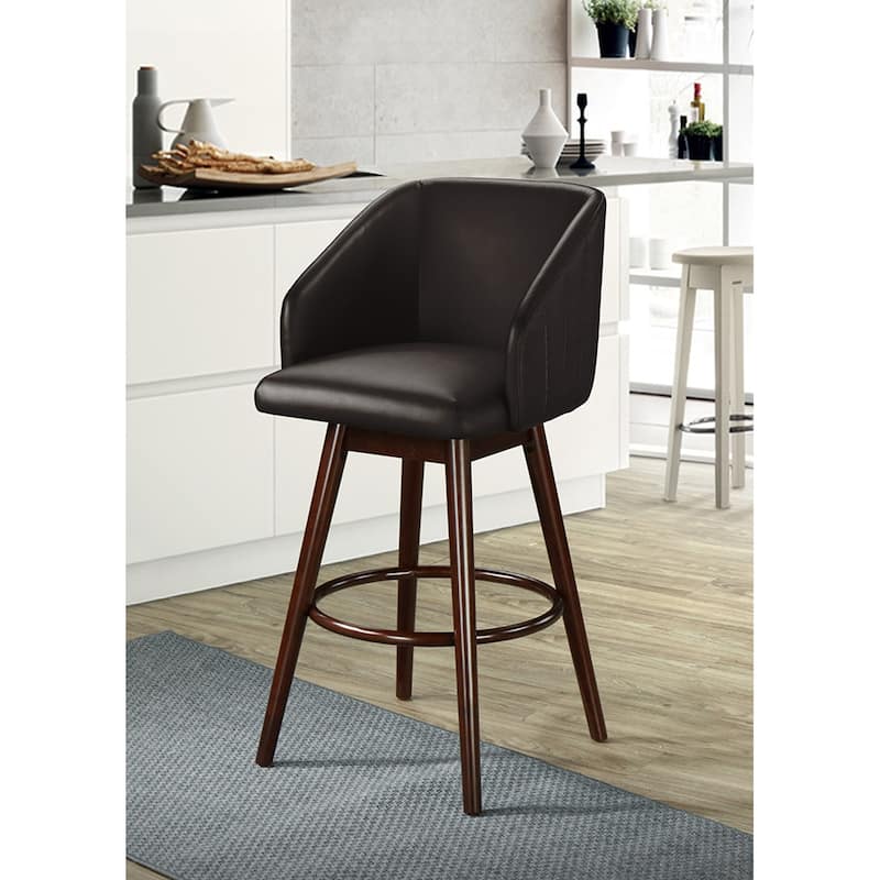 Poda 30-inch Club Style Swivel Barstool - Dark Espresso