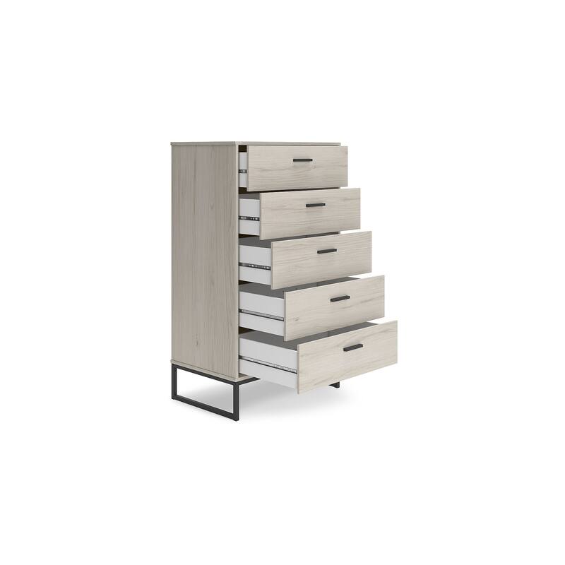 Signature Design by Ashley Socalle Light Natural/Black 5 Drawer Chest