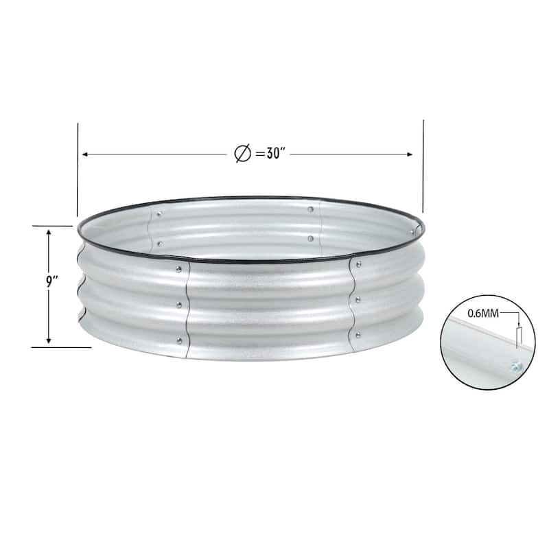 Aoodor Round Raised Garden Bed -Set Of 2-Silver