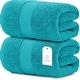 preview thumbnail 85 of 92, White Classic Luxury Cotton Oversized Bath Sheet 35x70 - Set of 2 Aqua