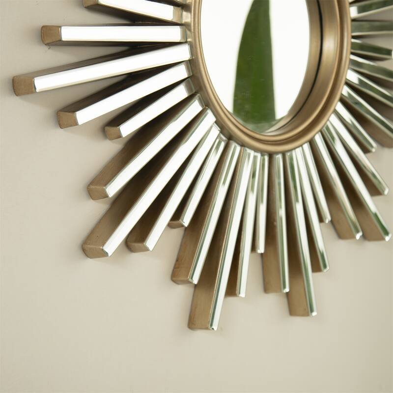 33" Luxury Style PU Sunburst-shaped Art Decorative Mirror