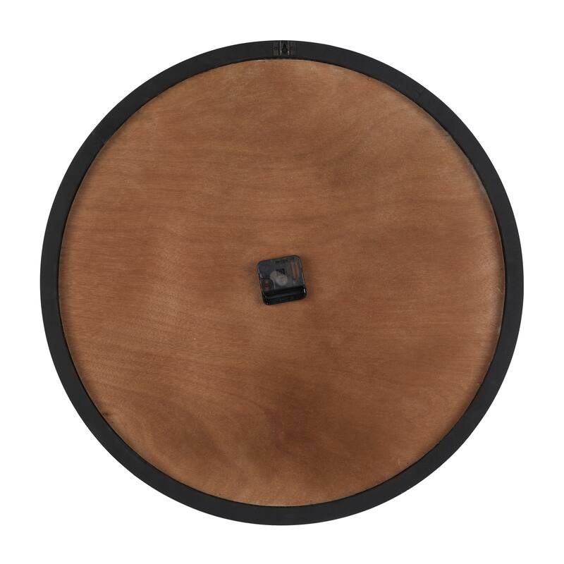 White Wood Art Deco Inspired Line Art Geometric Decorative Wall Clock with Black Accents