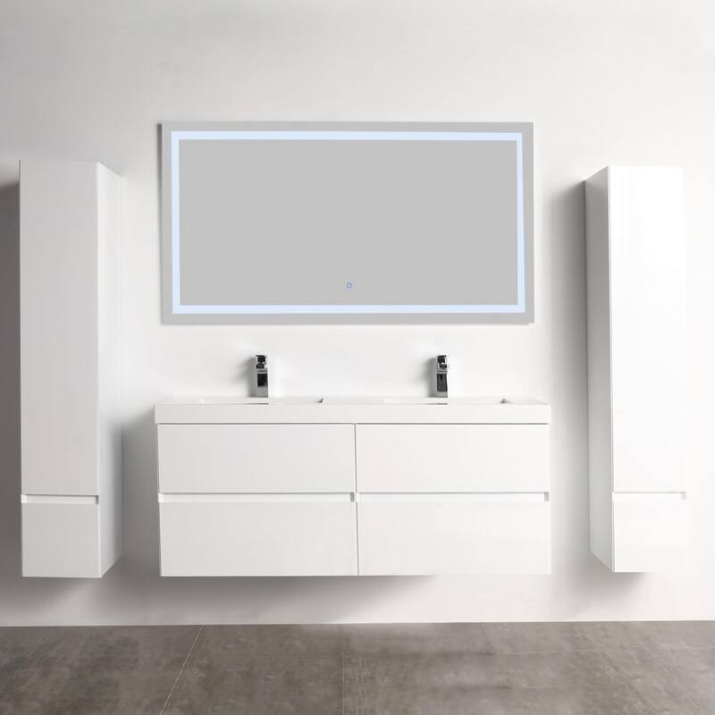 Blossom Wall Mounted Floating Bathroom Vanity with Double Acrylic Sink