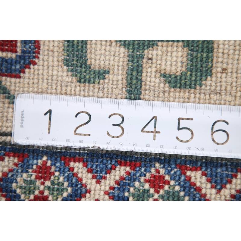Hand Knotted Oriental 100% Wool Carpet Traditional Geometric Red Kazak Area Rug - 9' 10'' X 6' 9''