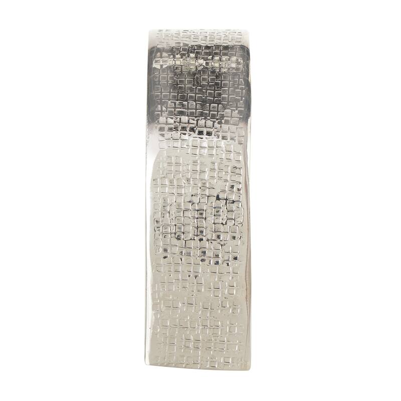 Gold or Silver Aluminum Metal Slanted Heart Sculpture with Cube Textured Exterior