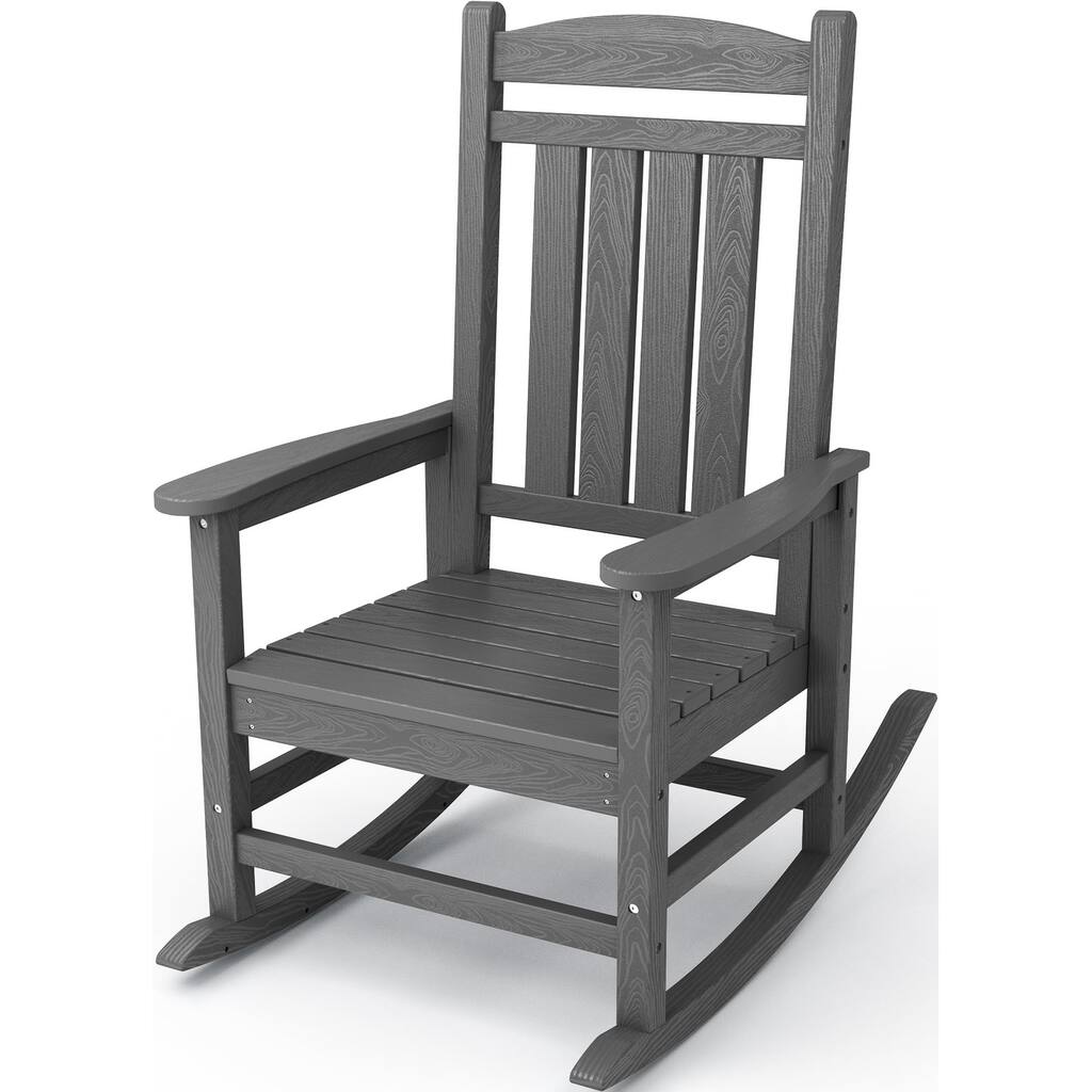 Outdoor Rocking Chairs, Weather Resistant Patio Rocking Chairs High Back Porch Rocker for Adult, Gray