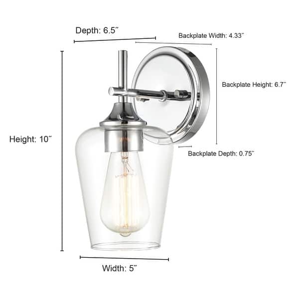Millennium Lighting Ashford 1 Light Bathroom Wall Sconce with Clear Glass Shade in Multiple Finishes