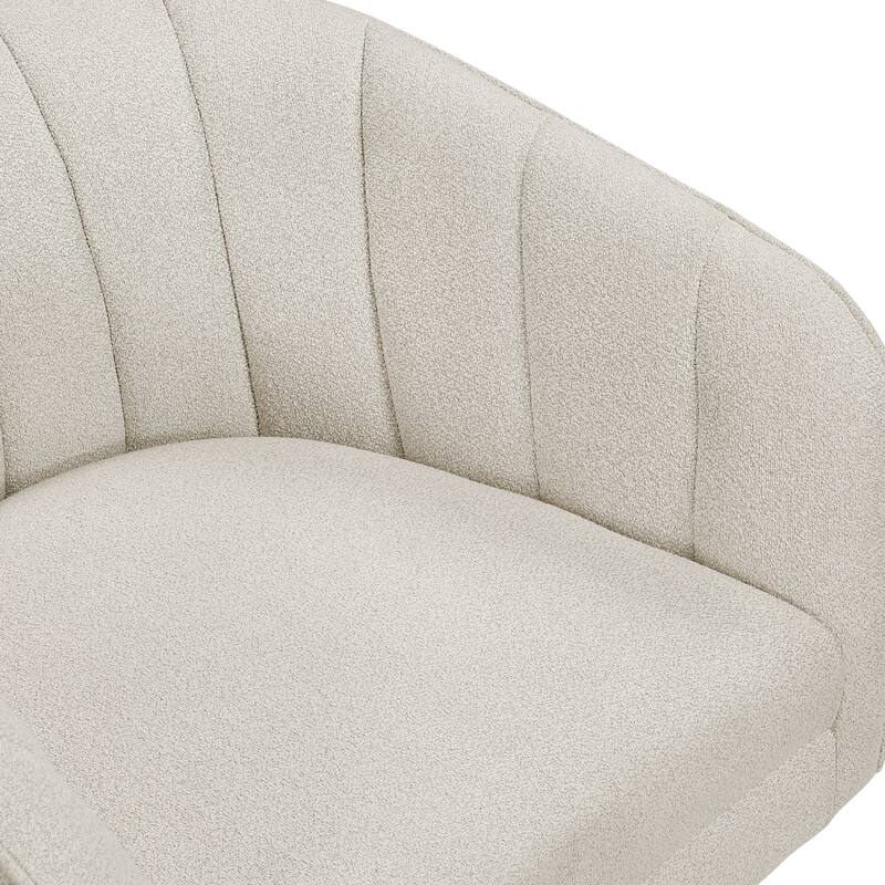 Willow 27.5" Boucle Swivel Chair - 360-Degree Metal Swivel Base