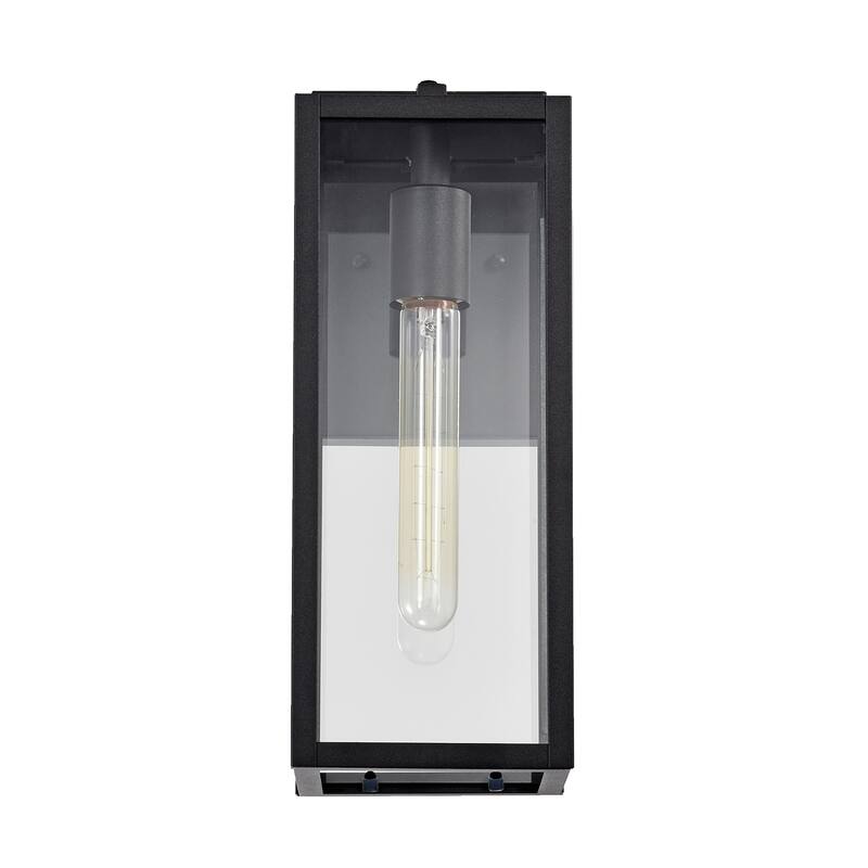 Matte Black 1-Light Outdoor Wall Light with Dusk to Dawn Sensor - 14.5*5*7.25