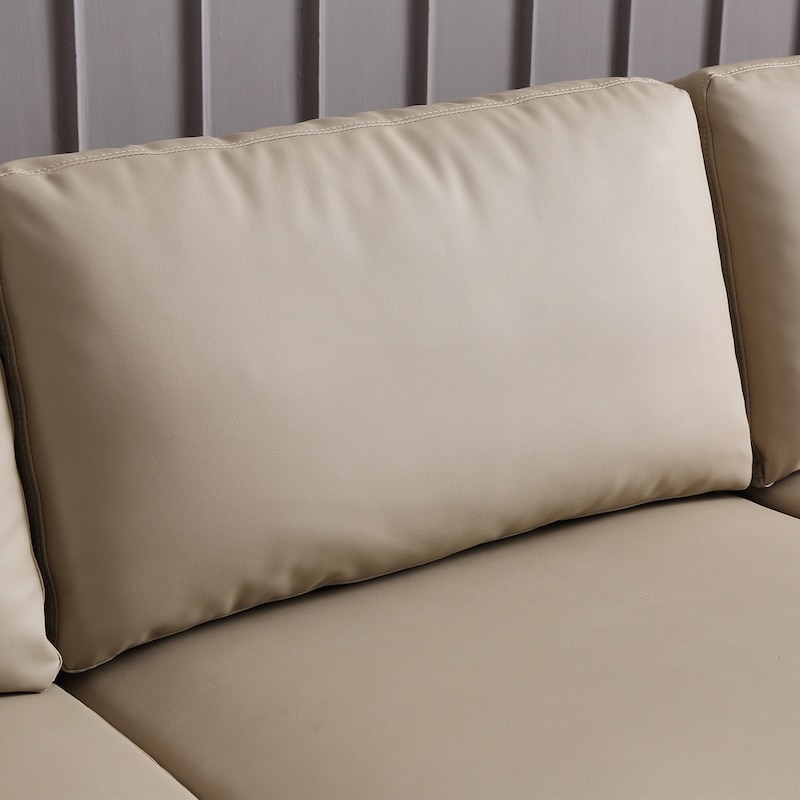 OVIOS Reversible Chaise Sofa With Fluffy Cushions Metal Legs