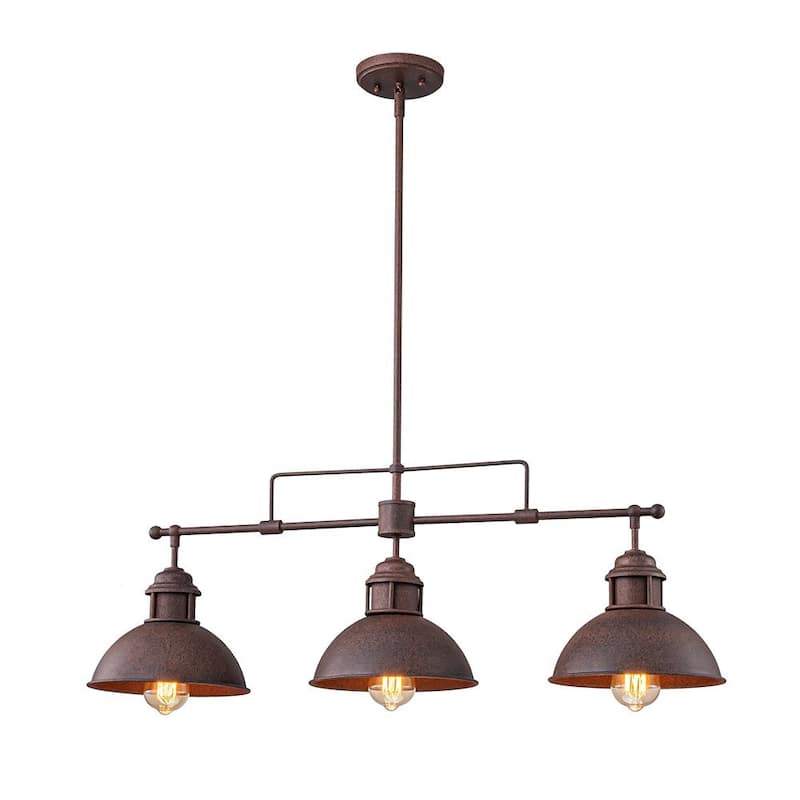Industrial 3-Light Dome Kitchen Island Pendant - Brushed Black Grey