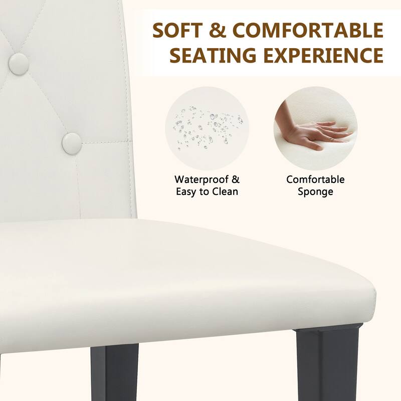 4-pack PU dining chairs: ergonomic buckle backrest, 35 inches high, golden metal legs, a low-key luxury choice.