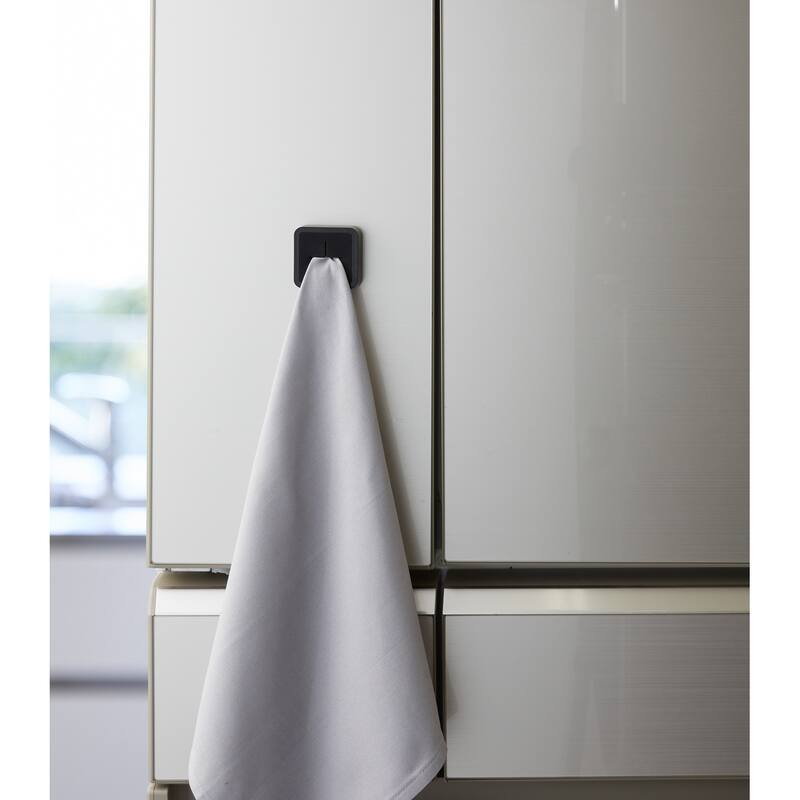 Yamazaki Home Traceless Adhesive Kitchen Towel Holder, ABS Plastic, Holds 0.55 lbs - L 0.91 x W 2.17 x H 2.17 inches