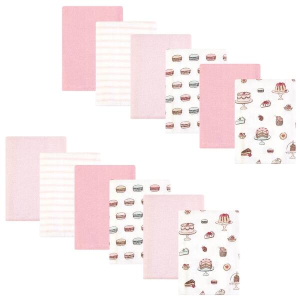 slide 1 of 1, Hudson Baby Infant Girl Cotton Flannel Burp Cloths Bundle, Sweet Bakery, One Size - Sweet Bakery - One Size