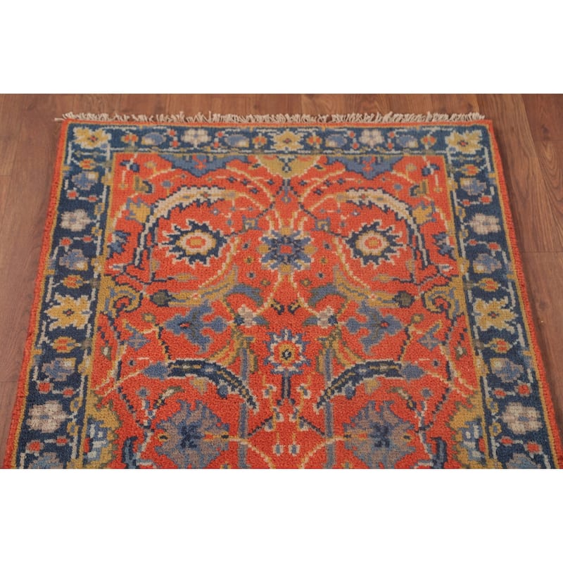 All-Over Floral Heriz-Serapi Oriental Runner Rug Wool Carpet - 2'6"x 7'11"