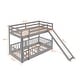 preview thumbnail 6 of 42, Twin Over Twin Bunk Bed with Removable Floor Bed and Bottom Guardrails, Fun Kids Loft Bed Frame with Ladder and Slide