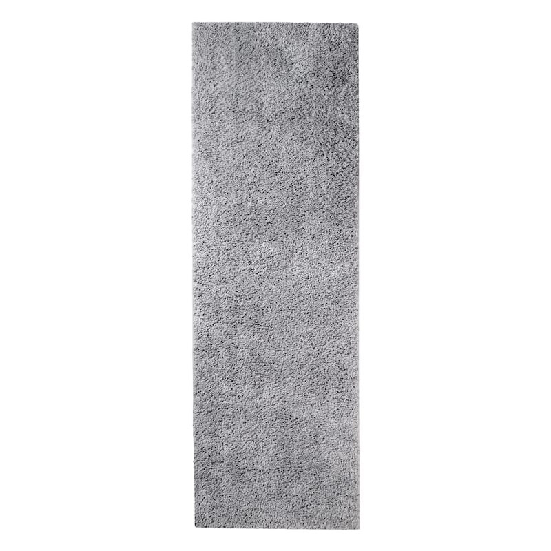 Superior Plush Shag Fuzzy Modern Solid Indoor Area Rug or Runner - 2' 7" X 8' - Silver
