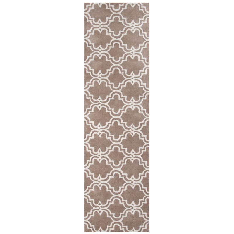Modern Trellis Hand-Tufted Runner Rug - 2'3" x 8' Runner - Mocha/Ivory