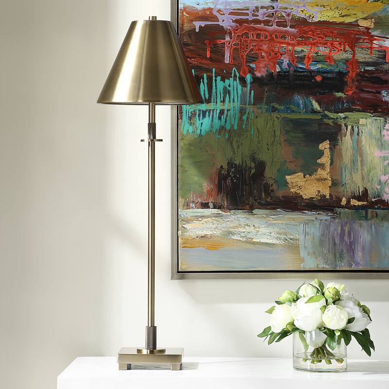 Copper Grove Antique Brass Metal and Marble Floor Lamp