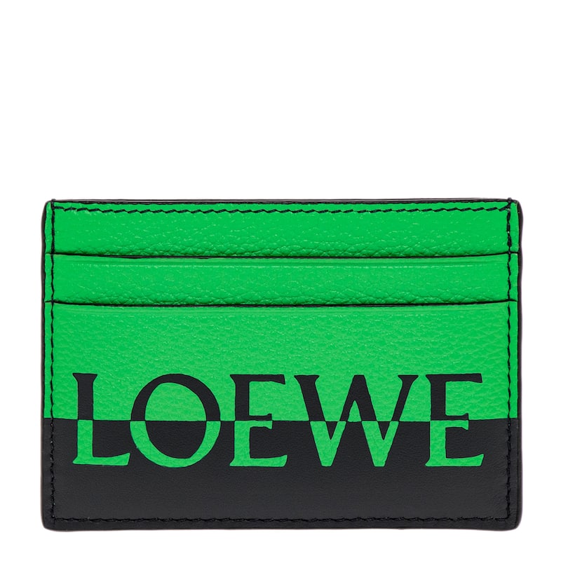 Loewe Men's Signature Plain Card Holder - Green and Black