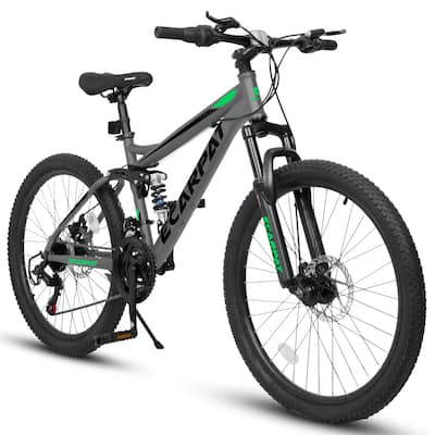 24 Inch Mountain Bike with Full Suspension,21 Speed Grip Shifters