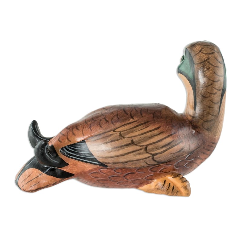 Novica Handmade American Black Duck Ceramic Figurine