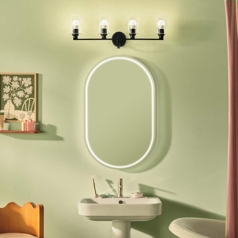 Kichler Lighting Gioe 32.25" 4-Light Vanity Light with Clear Fluted Glass in Black