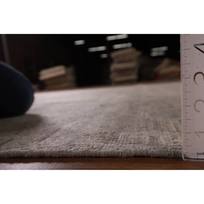 All-Over Geometric Oushak Vegetable Dye Rug Hand-Knotted Wool Carpet - 8'0" x 9'11"