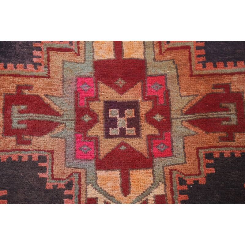 Hand Knotted Oriental 100% Wool Carpet Traditional Geometric Greys & Charcoal Meshkin Runner Rug - 10' 3'' X 3' 10''