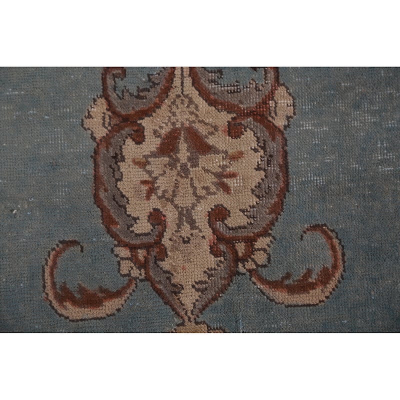 Blue Tabriz Persian Vintage Area Rug Handmade Wool Carpet - 9'6" x 12'8"