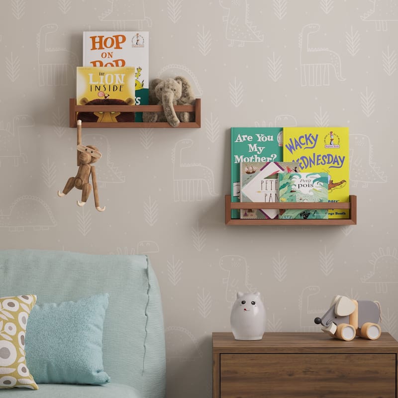 Wallniture Utah Wood Wall Shelves for Book and Toy Storage (Set of 2)
