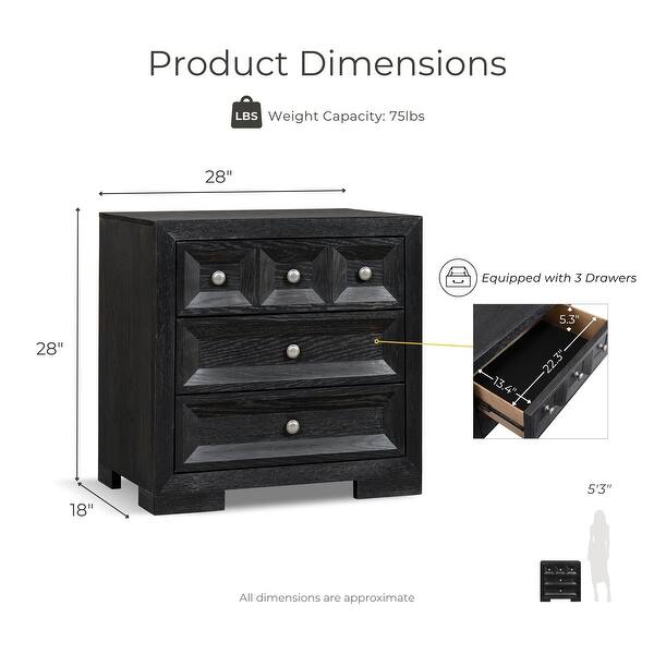 Furniture of America Durem Modern Classic Wood 2-Drawer Nightstand with ...