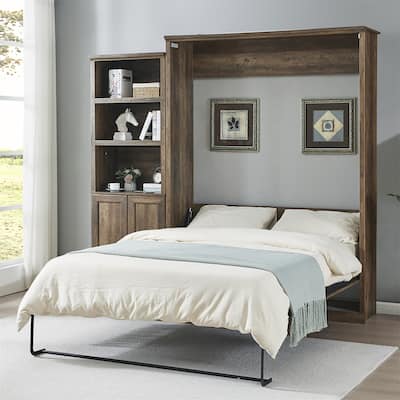 Murphy Wall Bed with 1 Side Cabinet Storage Shelf by Harper&Bright Designs
