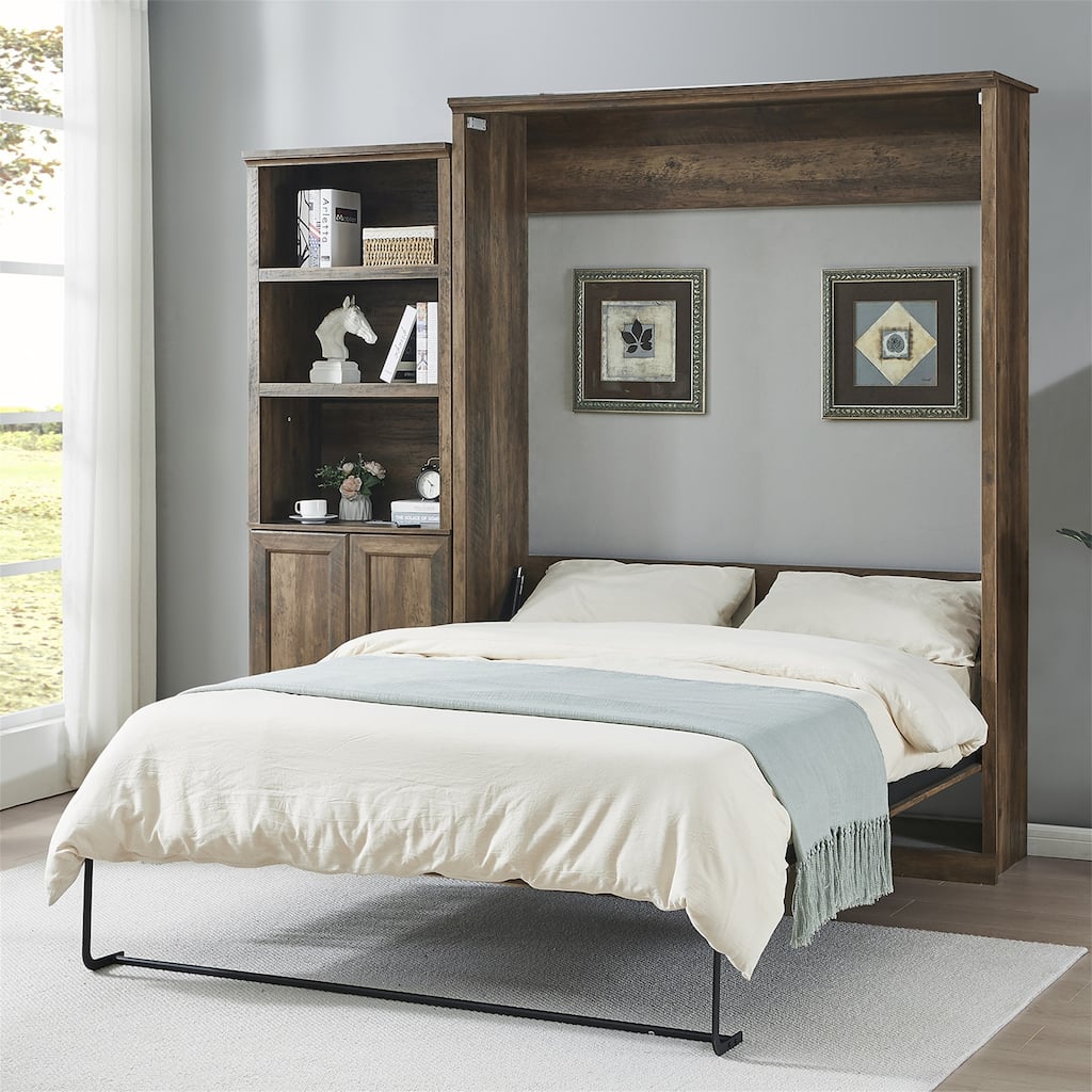 Murphy Wall Bed with 1 Side Cabinet Storage Shelf by Harper&Bright Designs