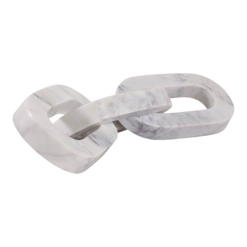 Marble Decorative Object Chain Link Sculpture Home Decor - 14" White - 14.0"