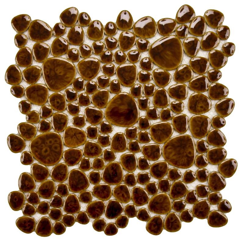 Merola Tile Pebble Mahogany 10-3/4" x 10-7/8" Porcelain Floor and Wall Tile