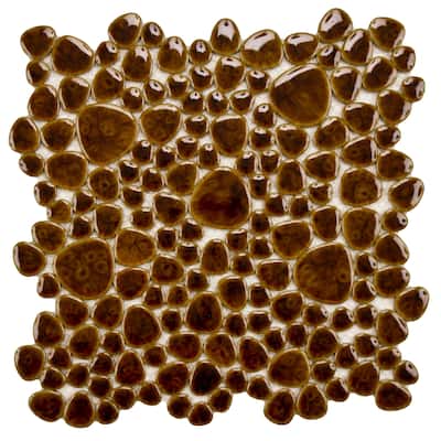 Merola Tile Pebble Mahogany 10-3/4" x 10-7/8" Porcelain Floor and Wall Tile