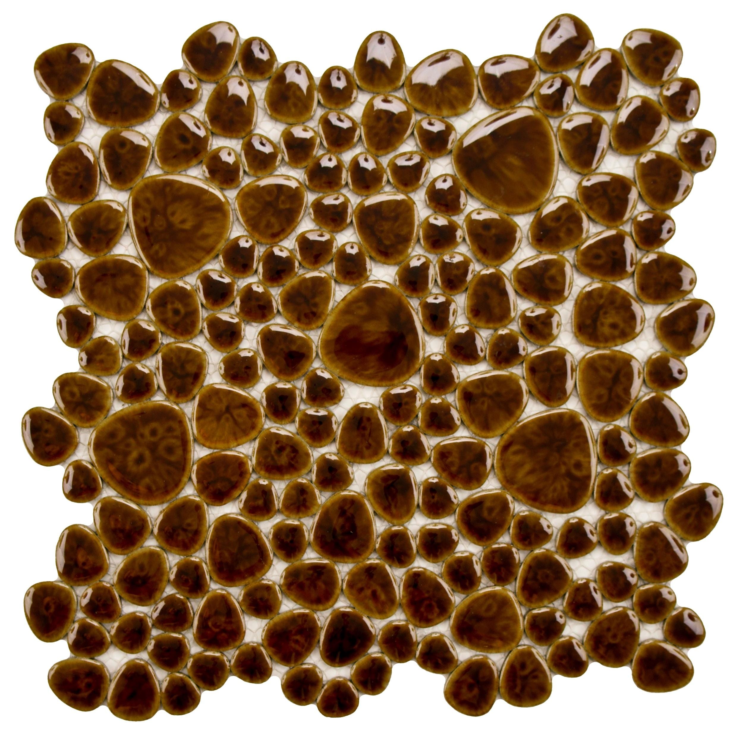 Merola Tile Pebble Mahogany 10-3/4" x 10-7/8" Porcelain Floor and Wall Tile
