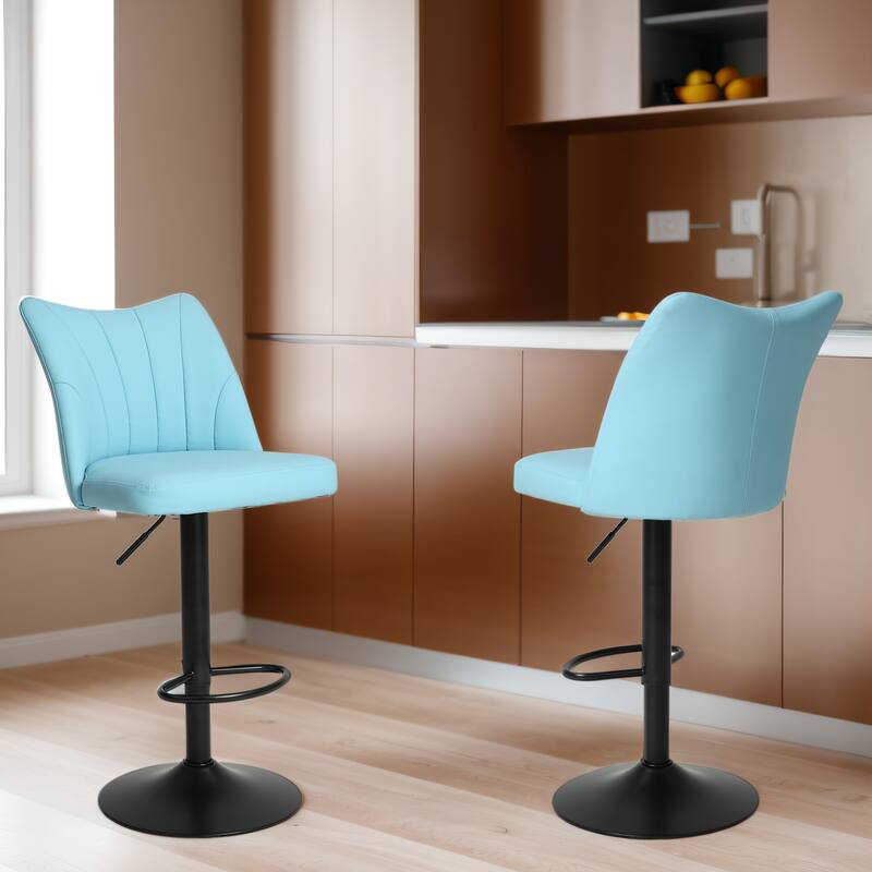 Swivel Bar Stools Set of 2, Counter Height Bar Stools with Back, Armless Upholstered Kitchen Stool Island with Footstool