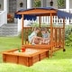 preview thumbnail 2 of 9, Costway Wooden Retractable Sandbox with Cover & Built-in Wheels Kids