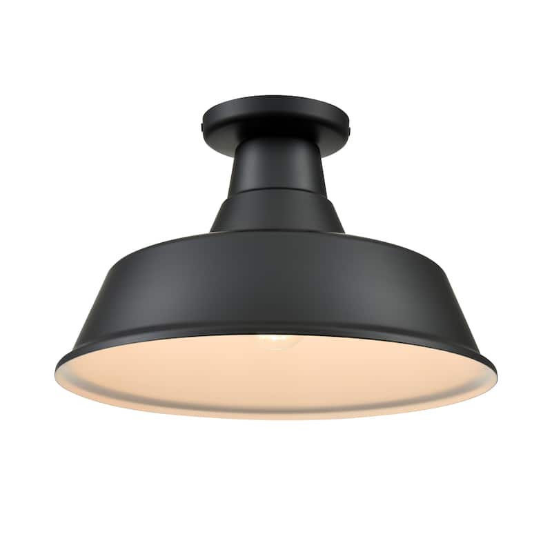 R Series 1-Light Classic Warehouse Shade Satin Black - Satin Black