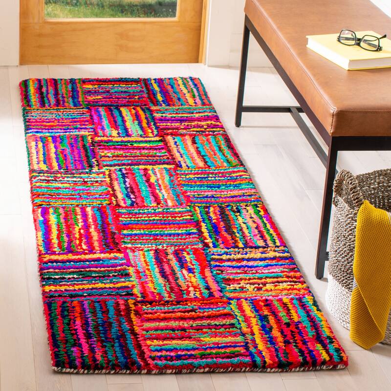 SAFAVIEH Handmade Nantucket Agneza Contemporary Cotton Rug - 2'3" x 13' Runner - Multi