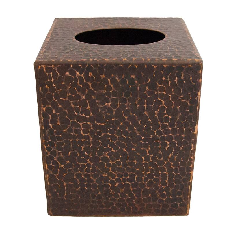 Small Hammered Copper Tissue Box Cover in Oil Rubbed Bronze (TBCSDB) - Brown