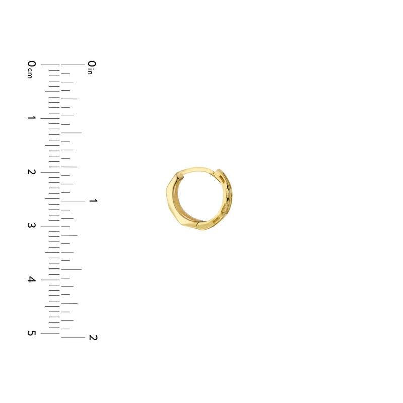 Curata 10k Yellow Gold 9x4mm 3-Dimensionsal Hinged Round Hoop Earrings