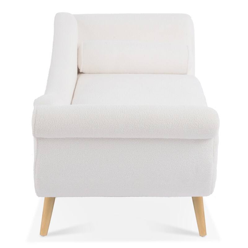 68'' Chaise Lounge Indoor, Chaise Lounge Chair with Scroll Arms and Toss Pillow