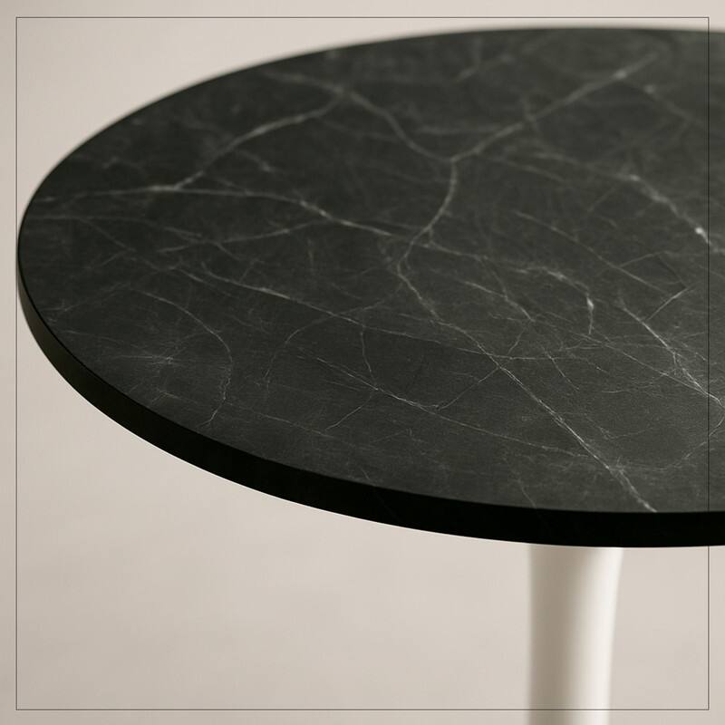 Bristol 36" Round Dining Table for 4 with MDF Top and Modern White Iron Base for Kitchen & Dining Room