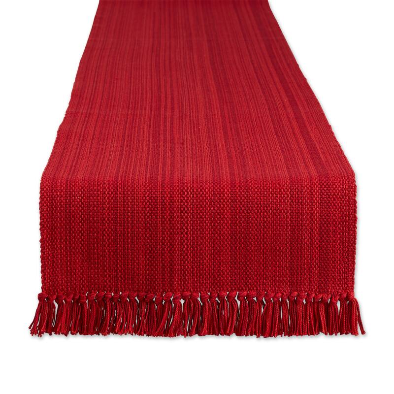 DII Variegated Taupe Fringe Table Runner 13x72 - Table Runner, 13x108" - Tango Red