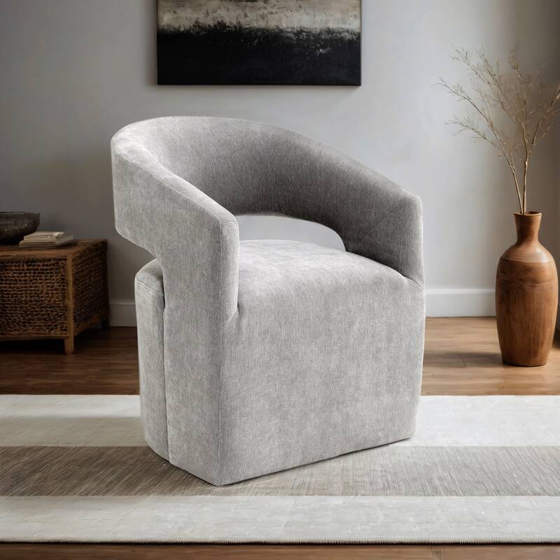 Furniture of America Rivena Modern 26-inch Fabric Accent Chair with Casters - Light Grey